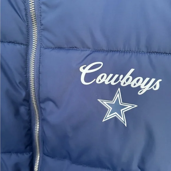 🏈Women’s WEAR by Erin Andrew’s Navy White Dallas Cowboys Reversible Cropped Full - Picture 6 of 8